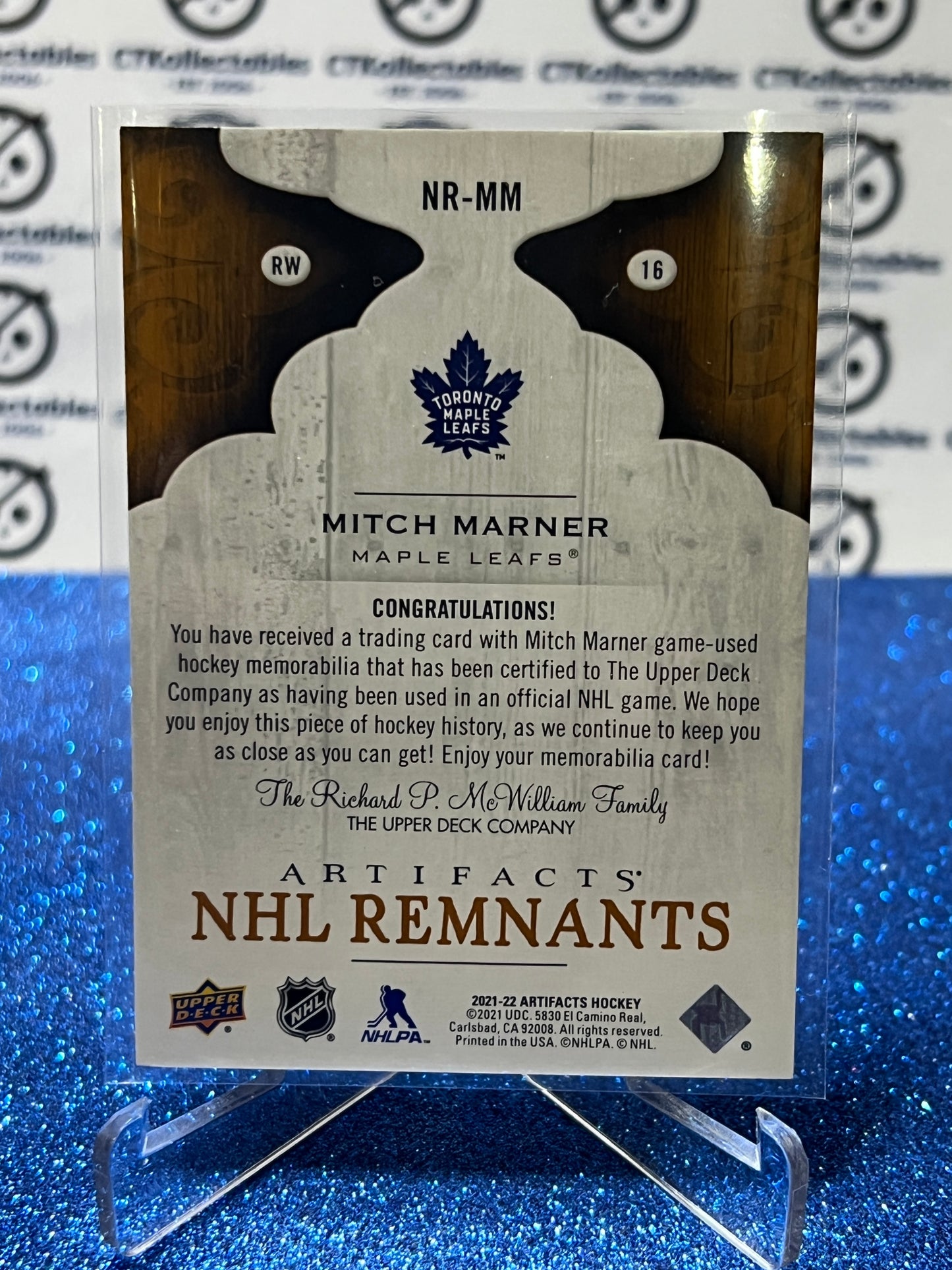 2021-22 UPPER DECK ARTIFACTS MITCH MARNER # NR-MM TORONTO MAPLE LEAFS HOCKEY CARD