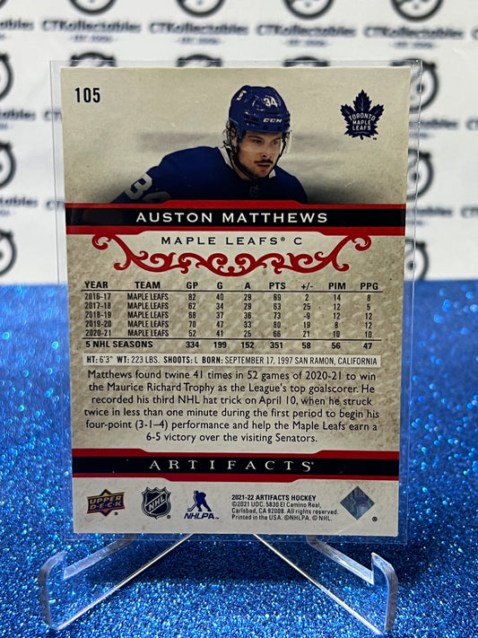 2021-22 UPPER DECK ARTIFACTS AUSTON MATTHEWS # 105 RED /499 TORONTO MAPLE LEAFS HOCKEY CARD