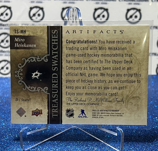 2021-22 UPPER DECK ARTIFACTS MIRO HEISKANEN # TS-MH RELIC DALLAS STARS HOCKEY CARD