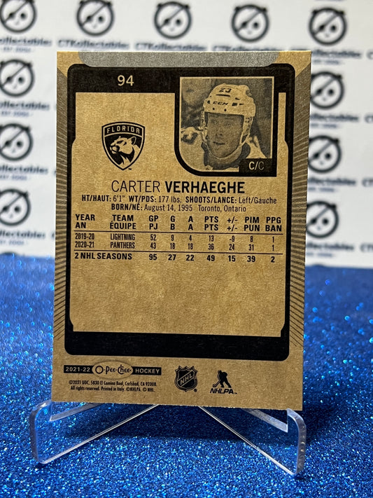 2021-22 O-PEE-CHEE CARTER VERHAEGHE # 94 FLORIDA PANTHERS NHL HOCKEY CARD