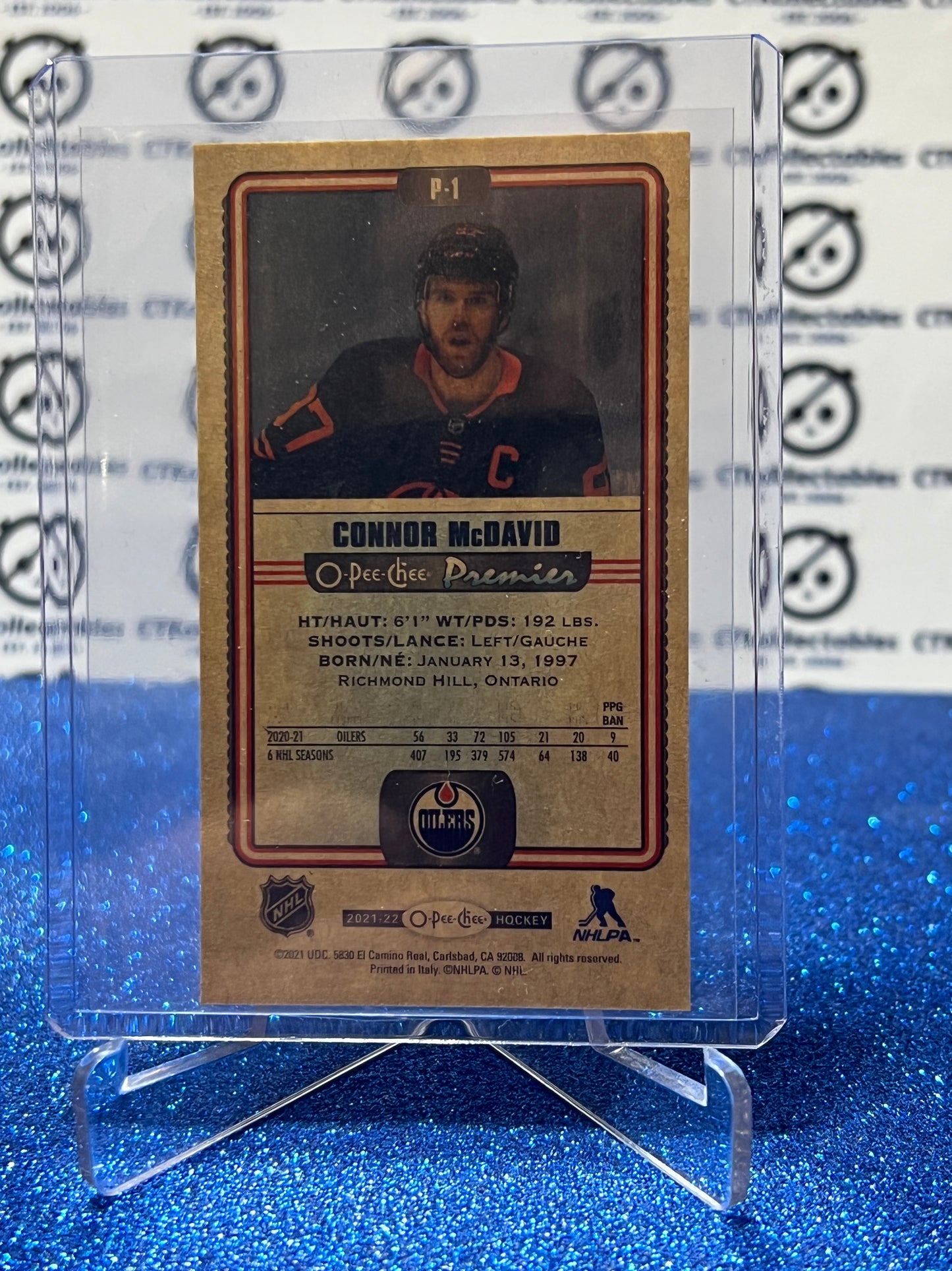 2021-22 O-PEE-CHEE CONNOR McDAVID # P-1 TALLBOYS EDMONTON OILERS HOCKEY CARD