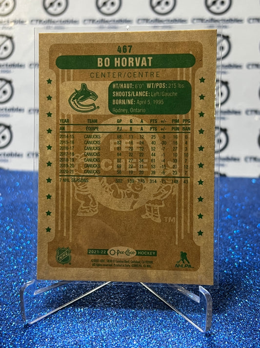 2021-22 O-PEE-CHEE BO HORVAT # 467 RETRO VANCOUVER CANUCKS NHL HOCKEY TRADING CARD