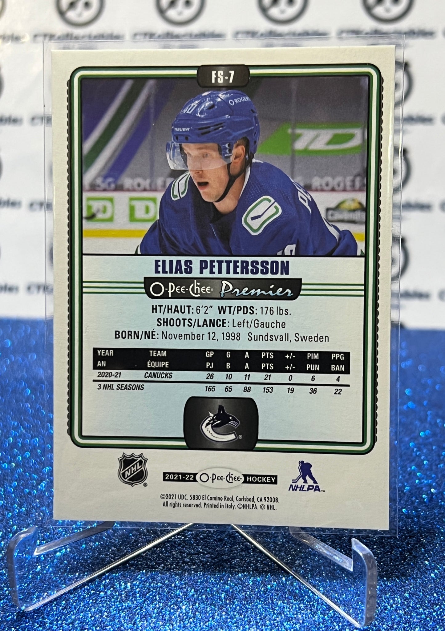 2021-22 O-PEE-CHEE PREMIER ELIAS PETTERSSON # FS-7 VANCOUVER CANUCKS NHL HOCKEY TRADING CARD
