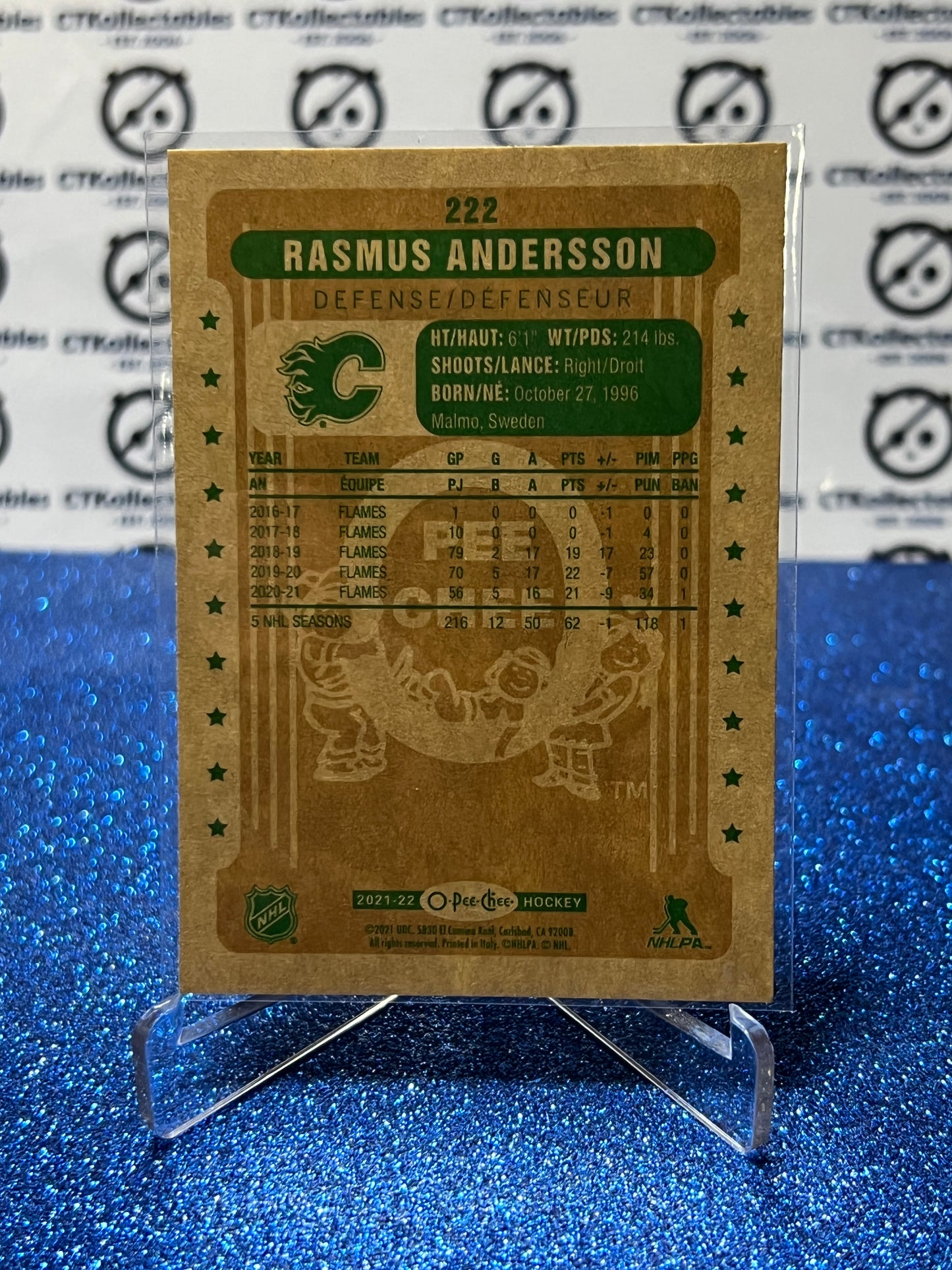2021-22 O-PEE-CHEE RASMUS ANDERSSON # 222 RETRO CALGARY FLAMES NHL HOCKEY TRADING CARD