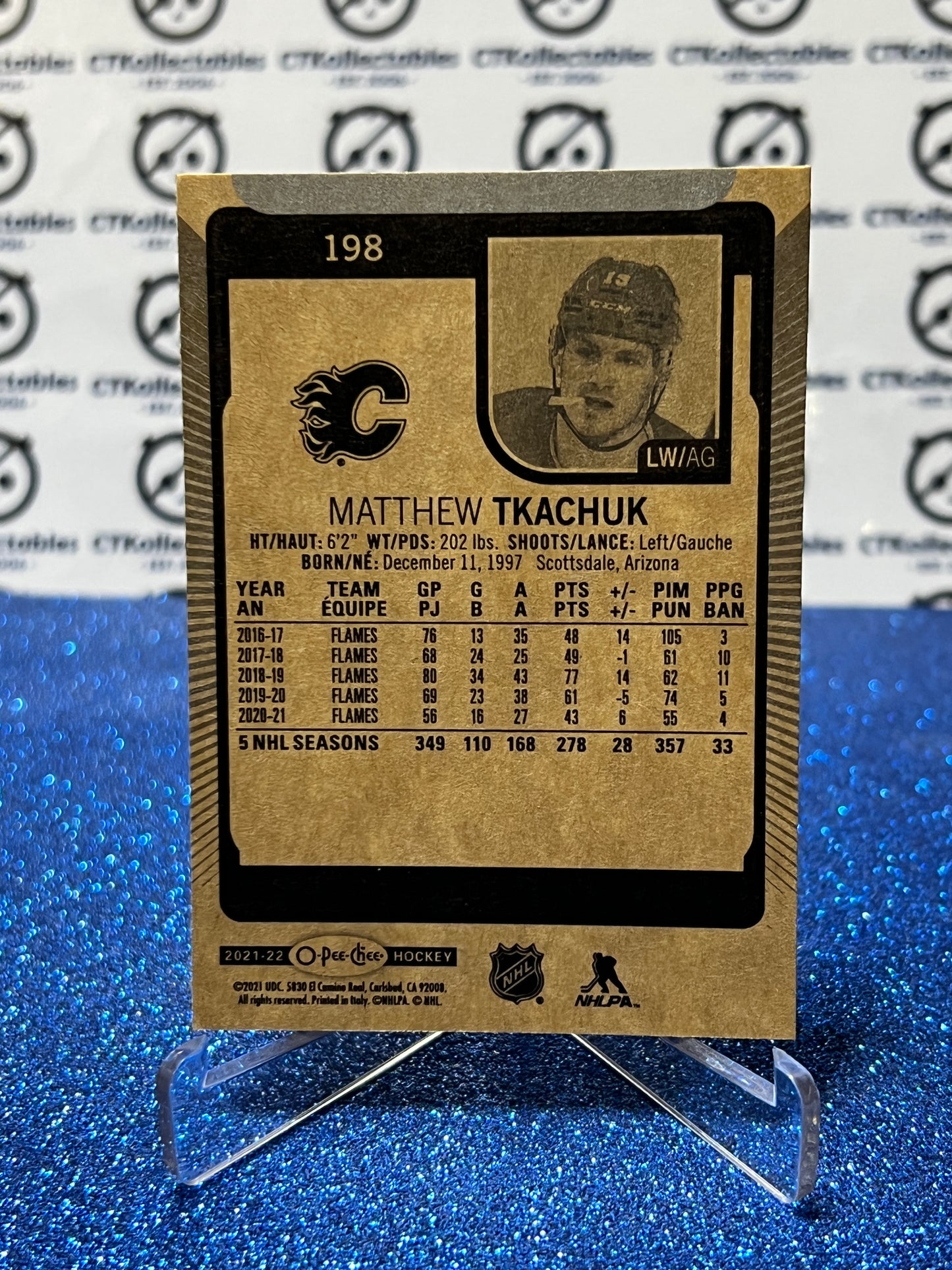 2021-22 O-PEE-CHEE MATTHEW TKACHUK # 198 CALGARY FLAMES NHL HOCKEY TRADING CARD