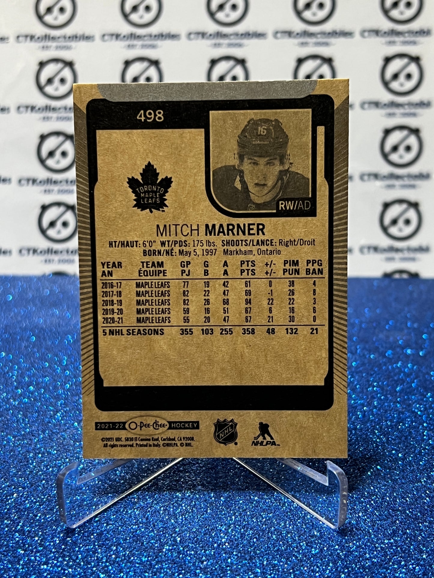 2021-22 O-PEE-CHEE MITCH MARNER # 498 TORONTO MAPLE LEAFS NHL HOCKEY TRADING CARD