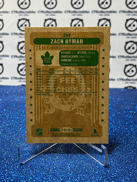 2021-22 O-PEE-CHEE ZACH HYMAN # 249 RETRO TORONTO MAPLE LEAFS NHL HOCKEY TRADING CARD