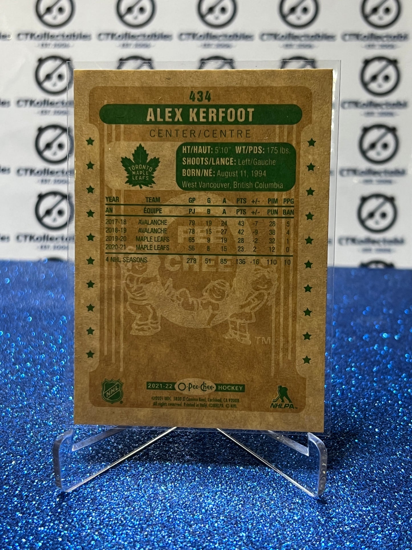 2021-22 O-PEE-CHEE ALEX KERFOOT # 434 RETRO TORONTO MAPLE LEAFS NHL HOCKEY TRADING CARD
