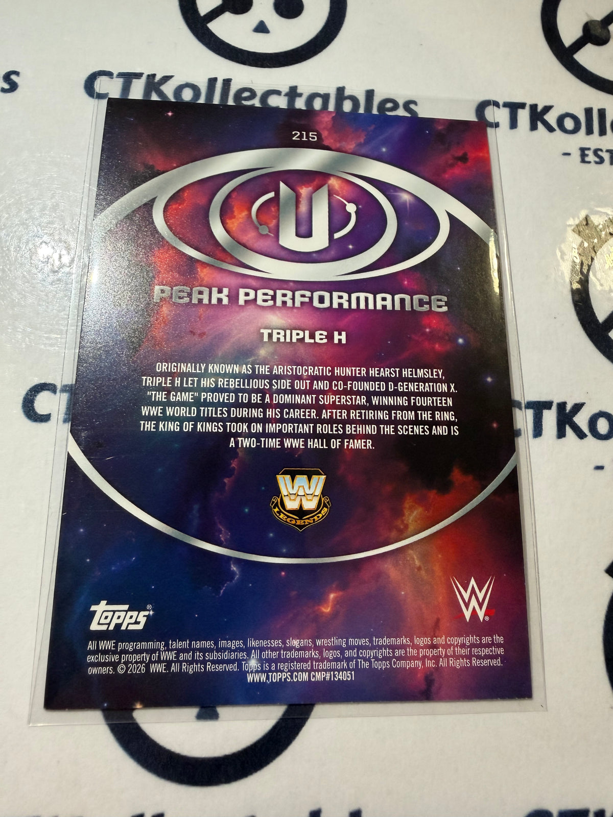 2026 WWE Topps Universe Peak Performance #215 Triple H Base Card