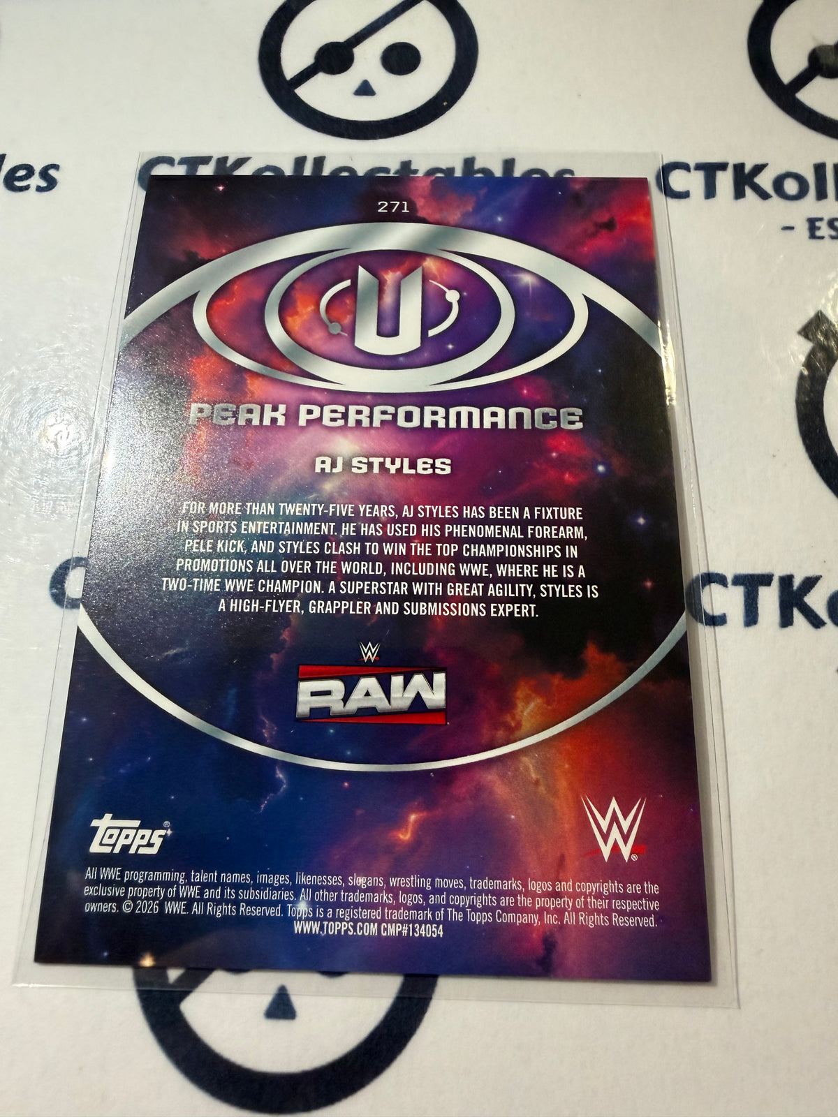 2026 WWE Topps Universe Peak Performance #271 Aj Styles Base Card