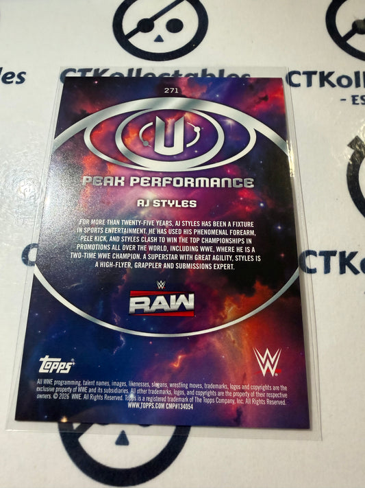 2026 WWE Topps Universe Peak Performance #271 Aj Styles Base Card