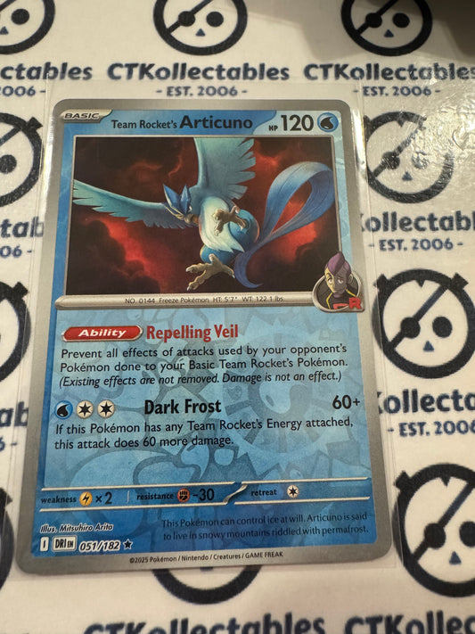 Team Rocket's Articuno Reverse Holo #051/182 Scarlet & Violet Destined Rivals