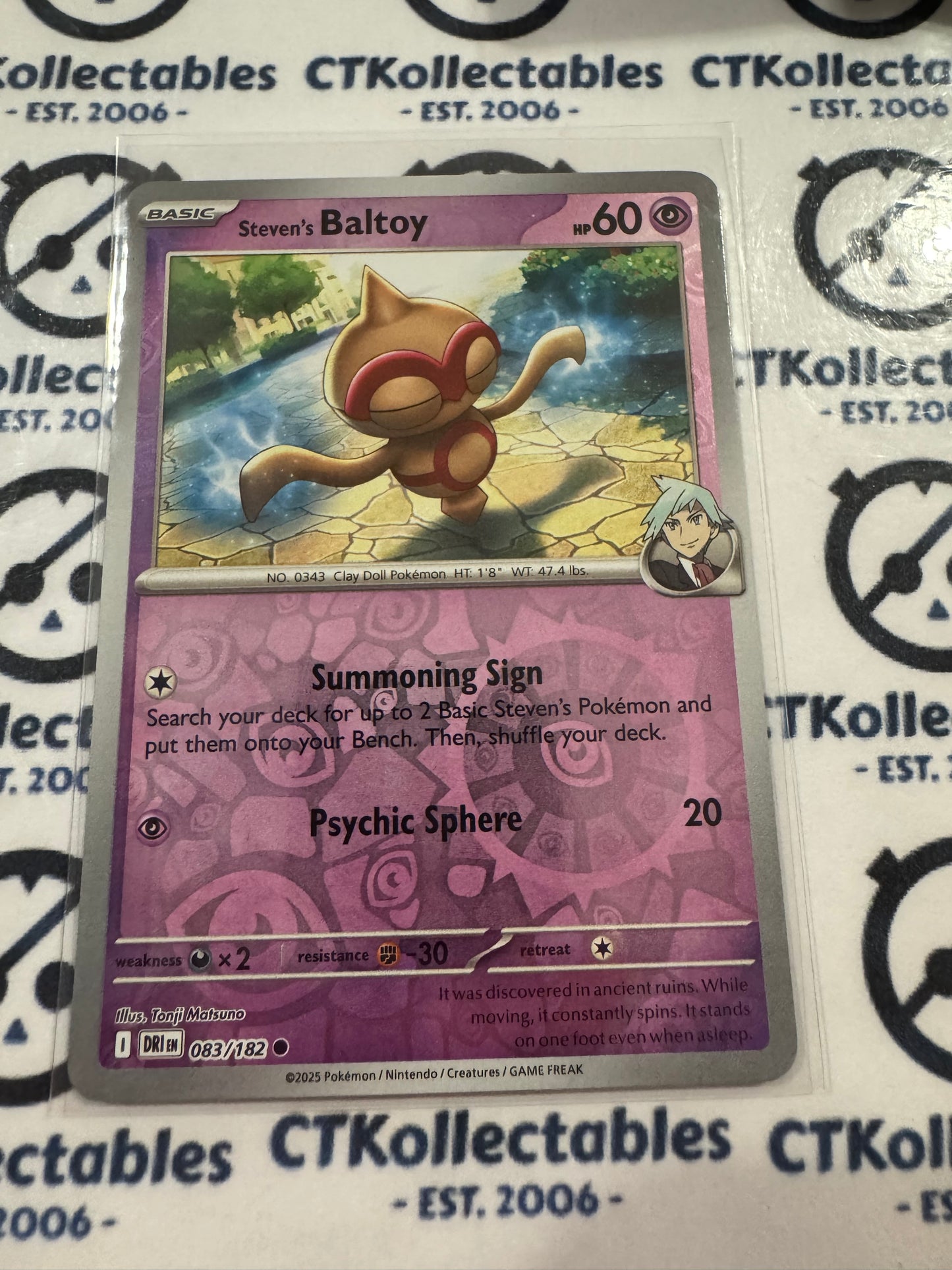 Steven's Baltoy Reverse Holo #083/182 Scarlet & Violet Destined Rivals