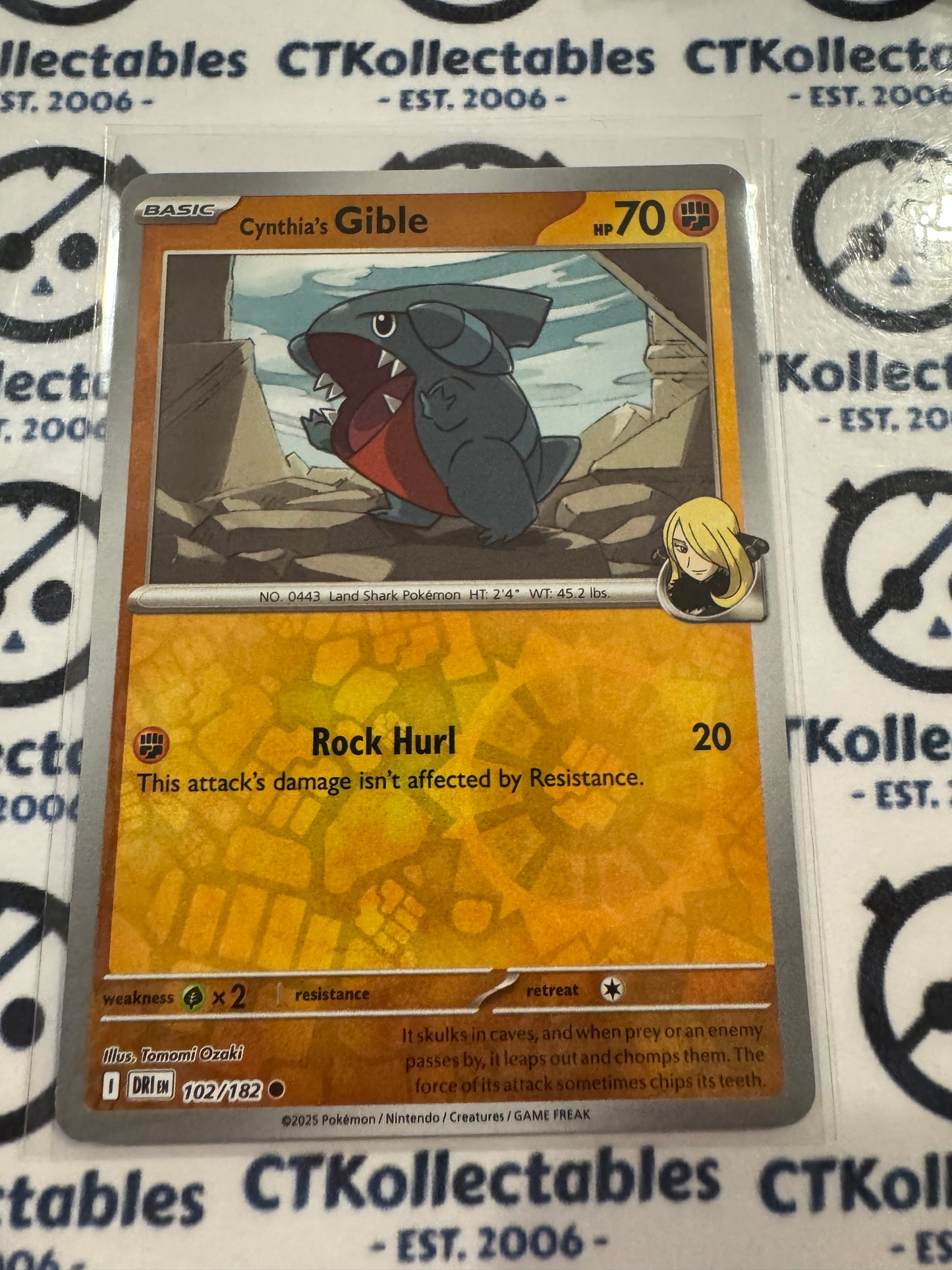 Cynthia's Gible Reverse Holo #102/182 Scarlet & Violet Destined Rivals