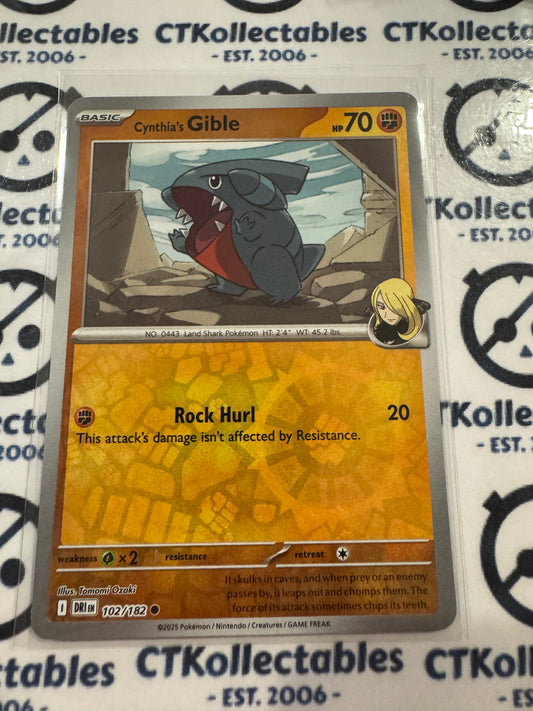 Cynthia's Gible Reverse Holo #102/182 Scarlet & Violet Destined Rivals