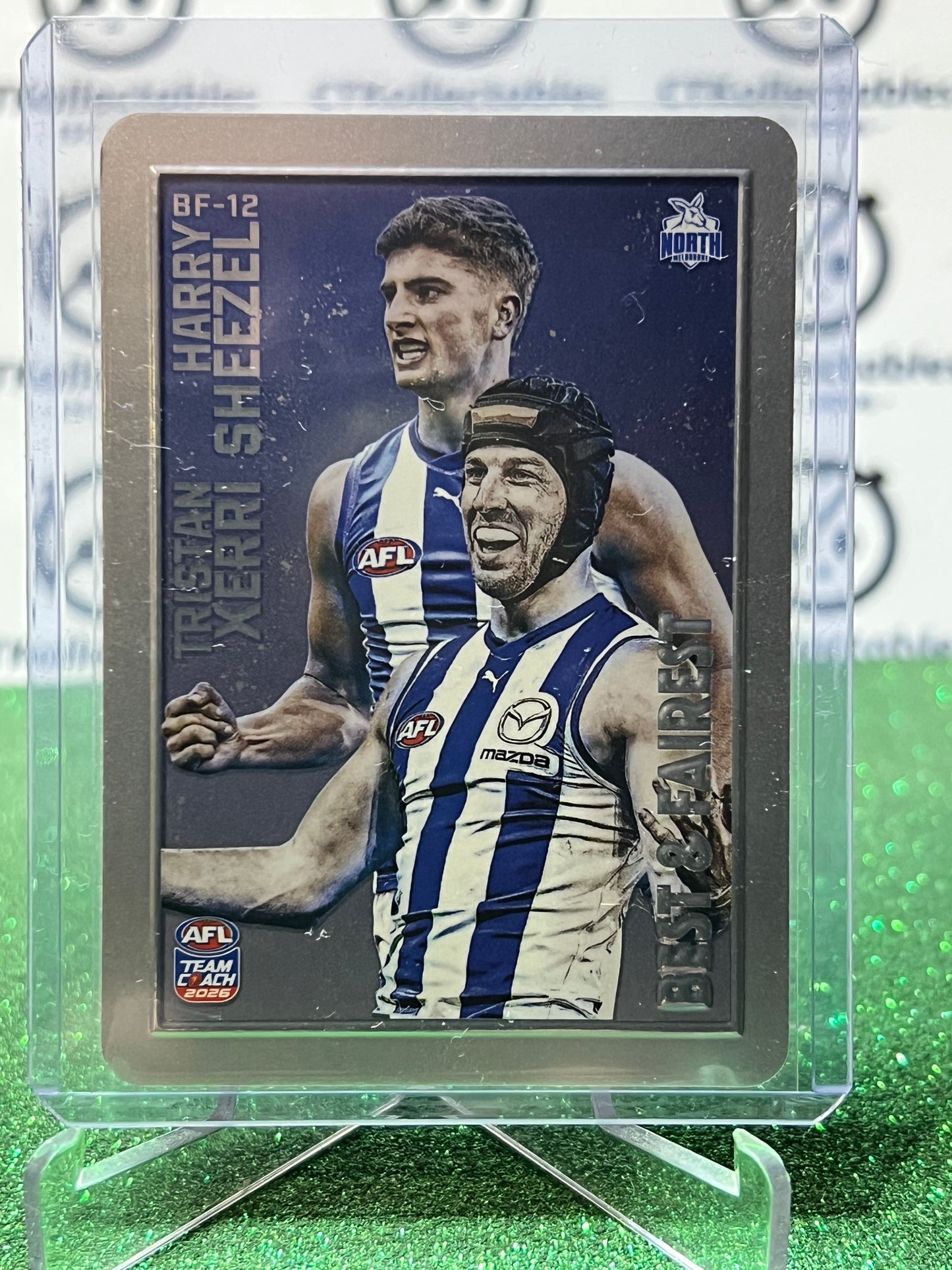 2026 AFL TEAMCOACH TRISTAN XERRI HARRY SHEEZEL # BF-12 BEST & FAIREST NORTH MELBOURNE KANGAROOS