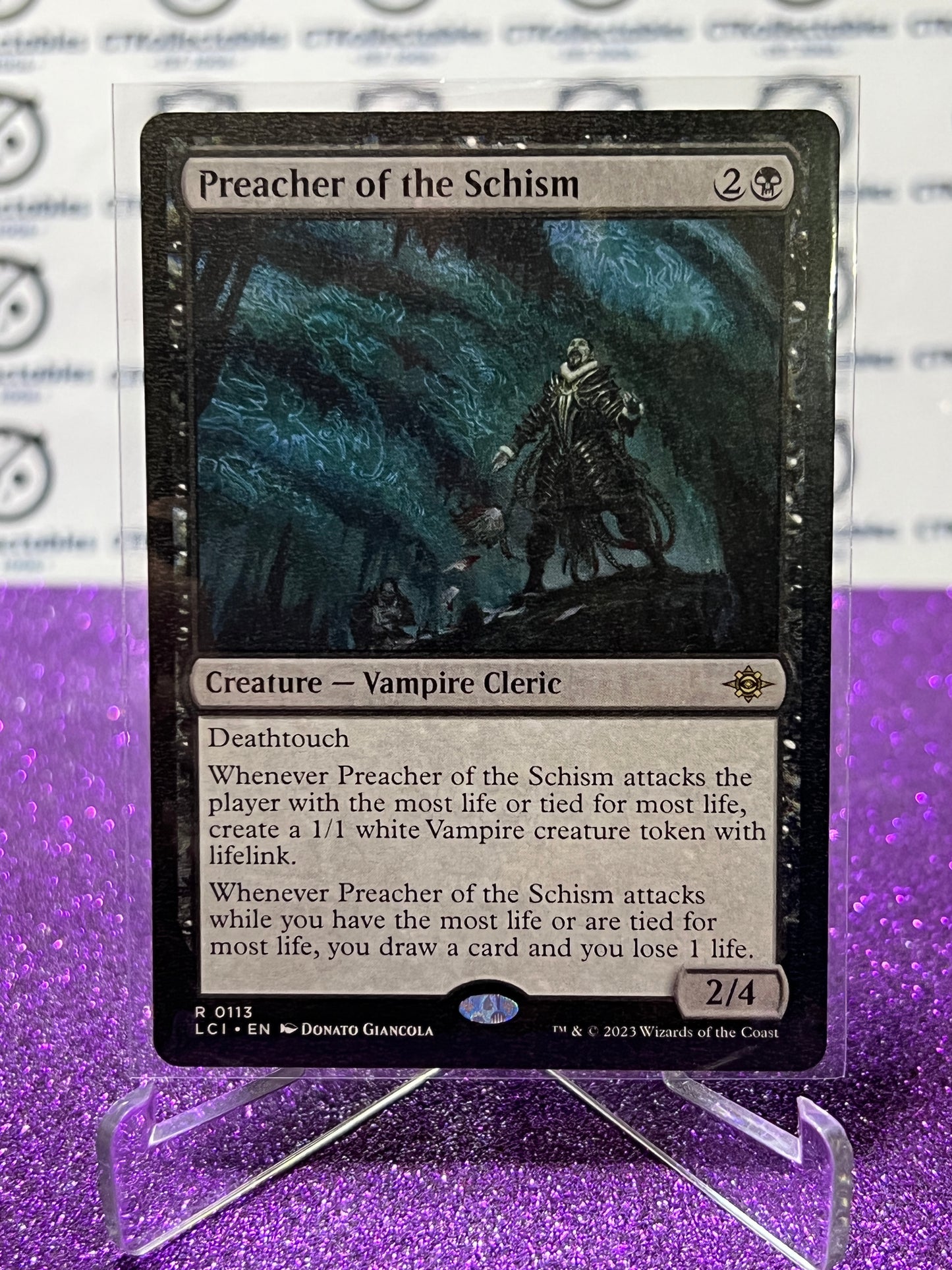 2023 MAGIC THE GATHERING THE LOST CAVERNS OF IXALAN PREACHER OF THE SCHISM # R 0113 NON-FOIL CREATURE-VAMPIRE CLERIC CARD