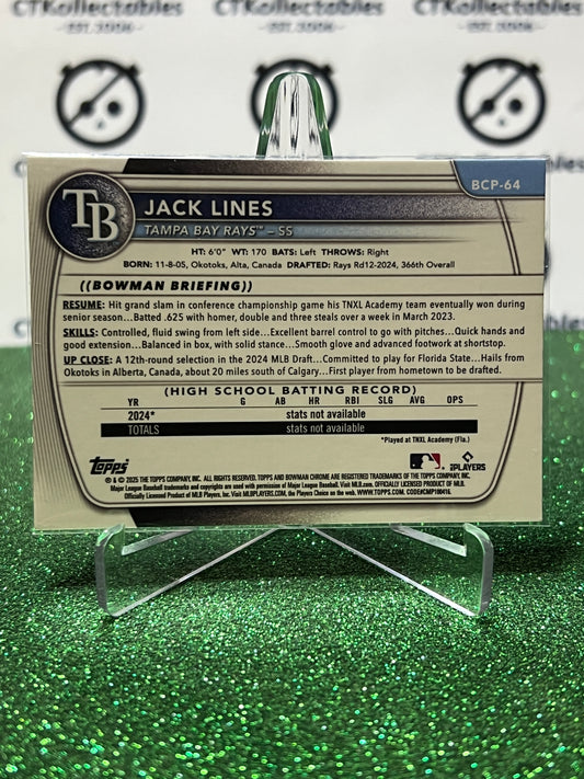 2026 BOWMAN CHROME JACK LINES 1ST # BCP-64 TAMPA BAY RAYS BASEBALL CARD