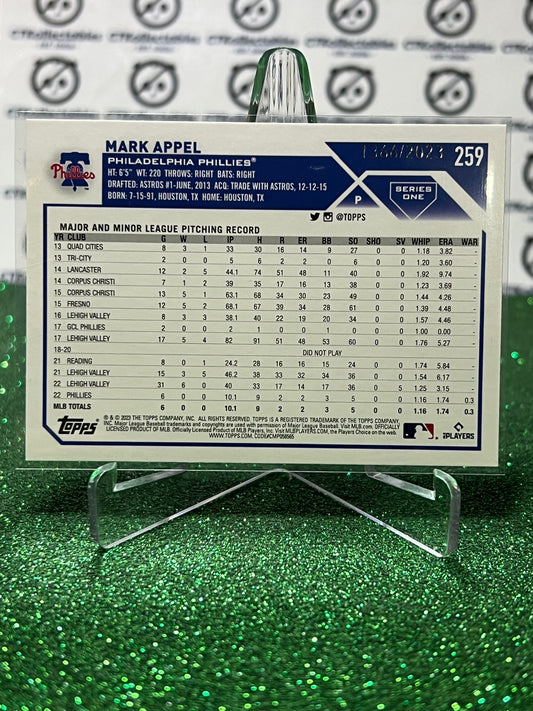 2023 TOPPS MARK APPEL # 259 GOLD BODER /2023 ROOKIE PHILADELPHIA PHILLIES BASEBALL CARD