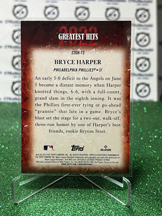2023 TOPPS BRYCE HARPER # 22GH-12 GREATEST HITS PHILADELPHIA PHILLIES BASEBALL CARD