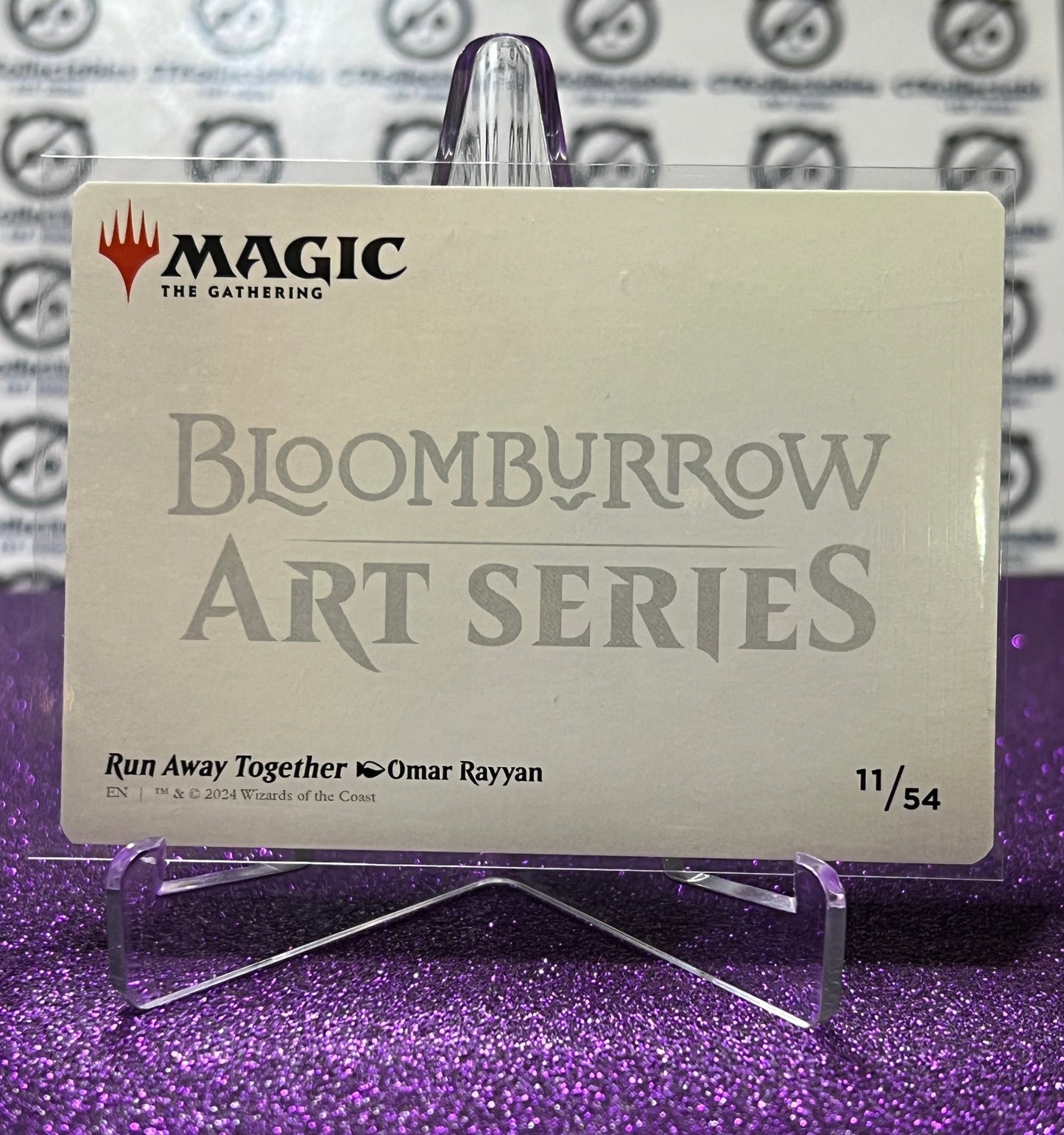 2024 MAGIC THE GATHERING BLOOMBURROW RUN AWAY TOGETHER # 11/54 ART SERIES GOLD SCRIPT OMAR RAYYAN CARD