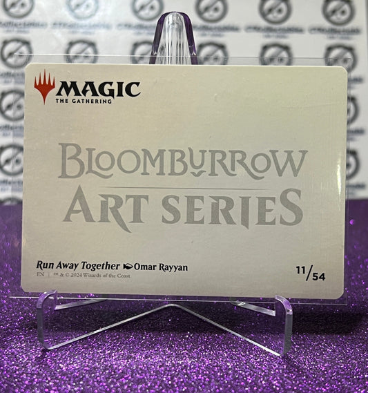 2024 MAGIC THE GATHERING BLOOMBURROW RUN AWAY TOGETHER # 11/54 ART SERIES GOLD SCRIPT OMAR RAYYAN CARD