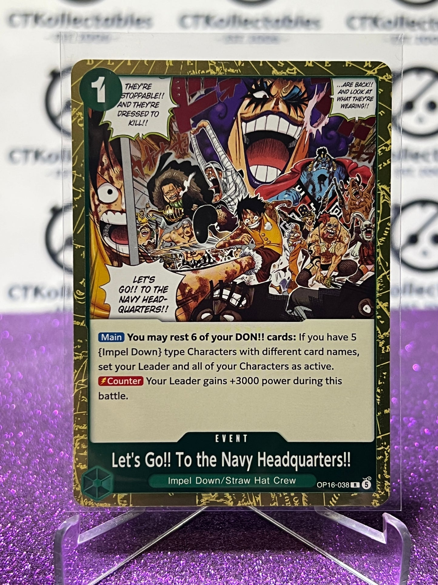 2026 ONE PIECE THE TIME OF BATTLE LETS GO !! TO THE NAVY HEADQUARTERS!! # OP16-038 R FOIL TCG CARD