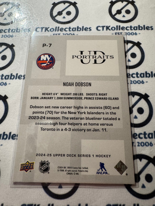 2024-25 Upper Deck Hockey Noah Dobson UD Portraits BLACK #P-7 Islanders