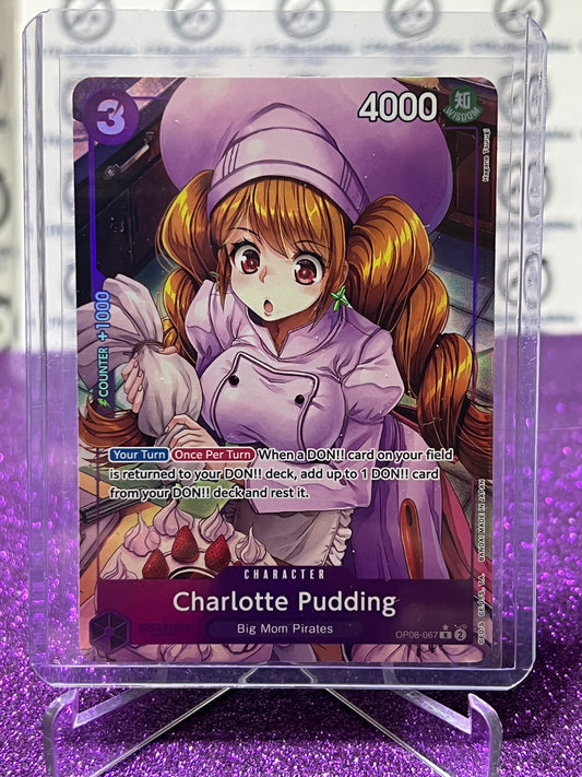2024 ONE PIECE CHARLOTTE PUDDING # OP08-067 R* TWO LEGENDS ALT ART FOIL CARD