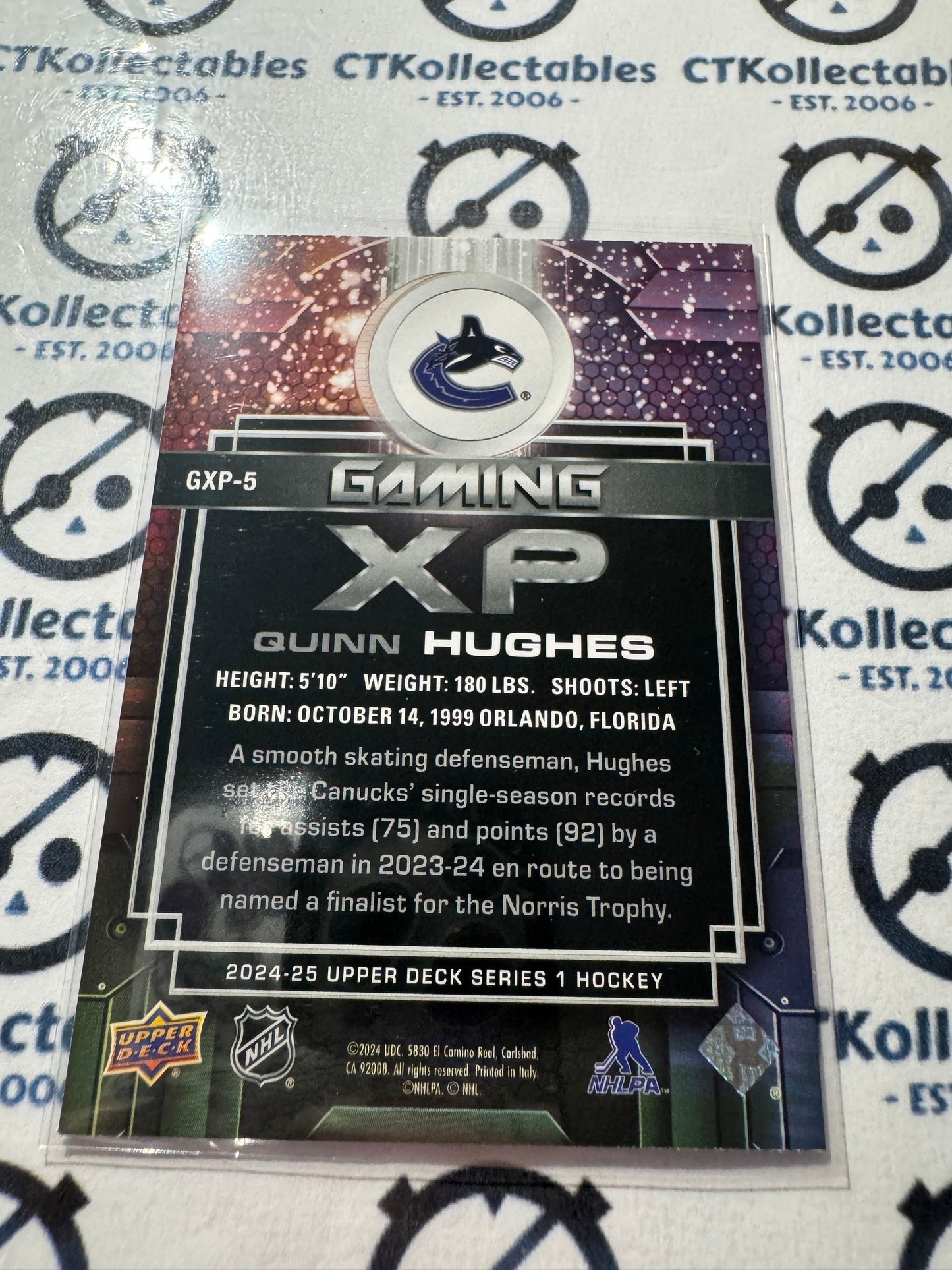 2024-25 Upper Deck Hockey Quinn Hughes Gaming 7XP XP #GXP-5 Canucks