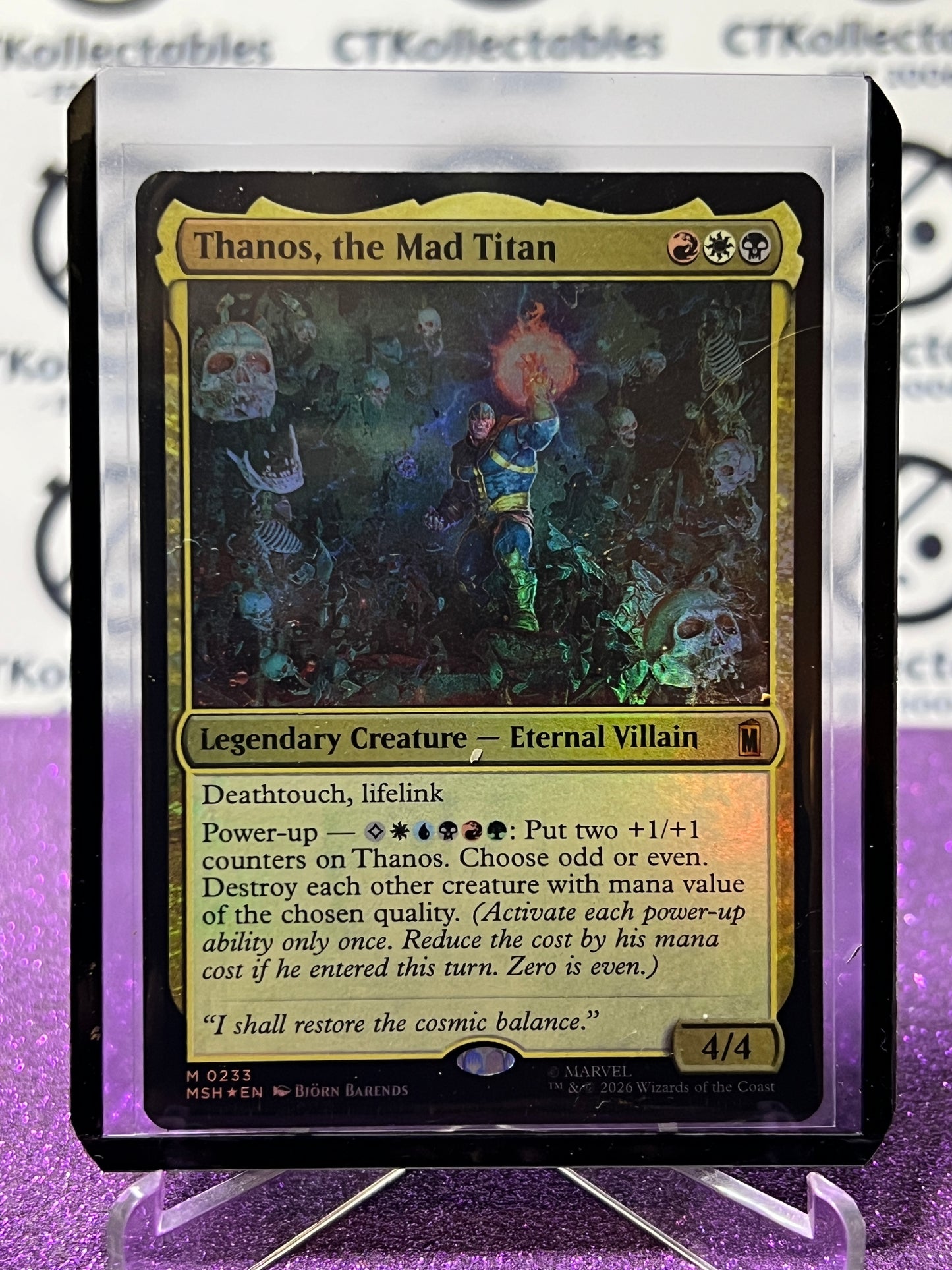2026 MAGIC THE GATHERING / MARVEL SUPER HEROES THANOS, THE MAD TITAN # M 0233 MYSTIC FOIL CARD