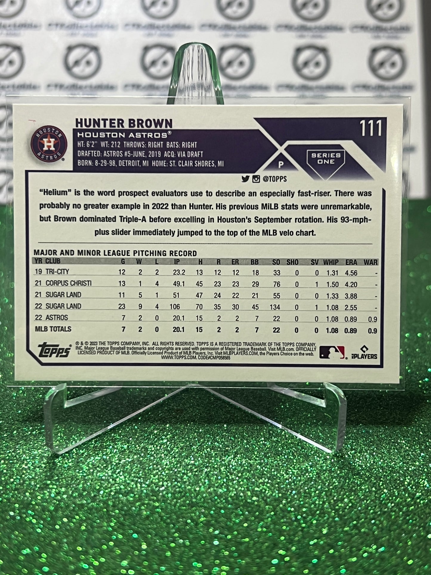 2023 TOPPS HUNTER BROWN # 111 ROOKIE HOUSTON ASTROS BASEBALL CARD