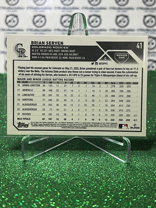 2023 TOPPS BRIAN SERVEN # 41 ROOKIE COLORADO ROCKIES BASEBALL CARD
