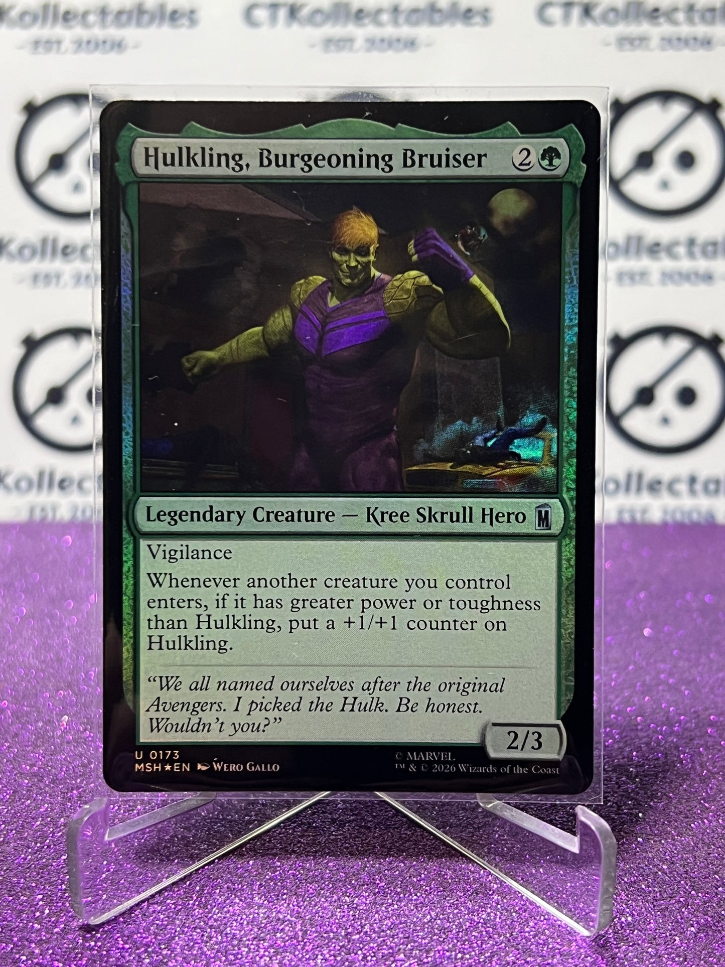 2026 MAGIC THE GATHERING / MARVEL SUPER HEROES HULKLING, BURGEONING BRUISER # U 0173 FOIL CARD