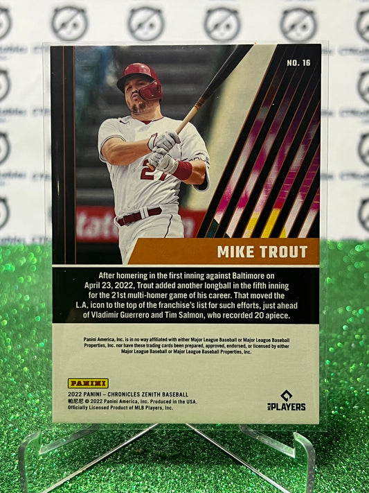 2022 PANINI CHRONICLES ZENITH MIKE TROUT # 16 LA ANGELS BASEBALL CARD