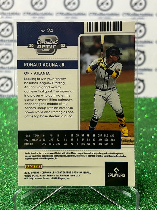2022 PANINI CHRONICLES CONTENDERS OPTIC RONALD ACUNA JR. # 24 ATLANTA BRAVES BASEBALL CARD