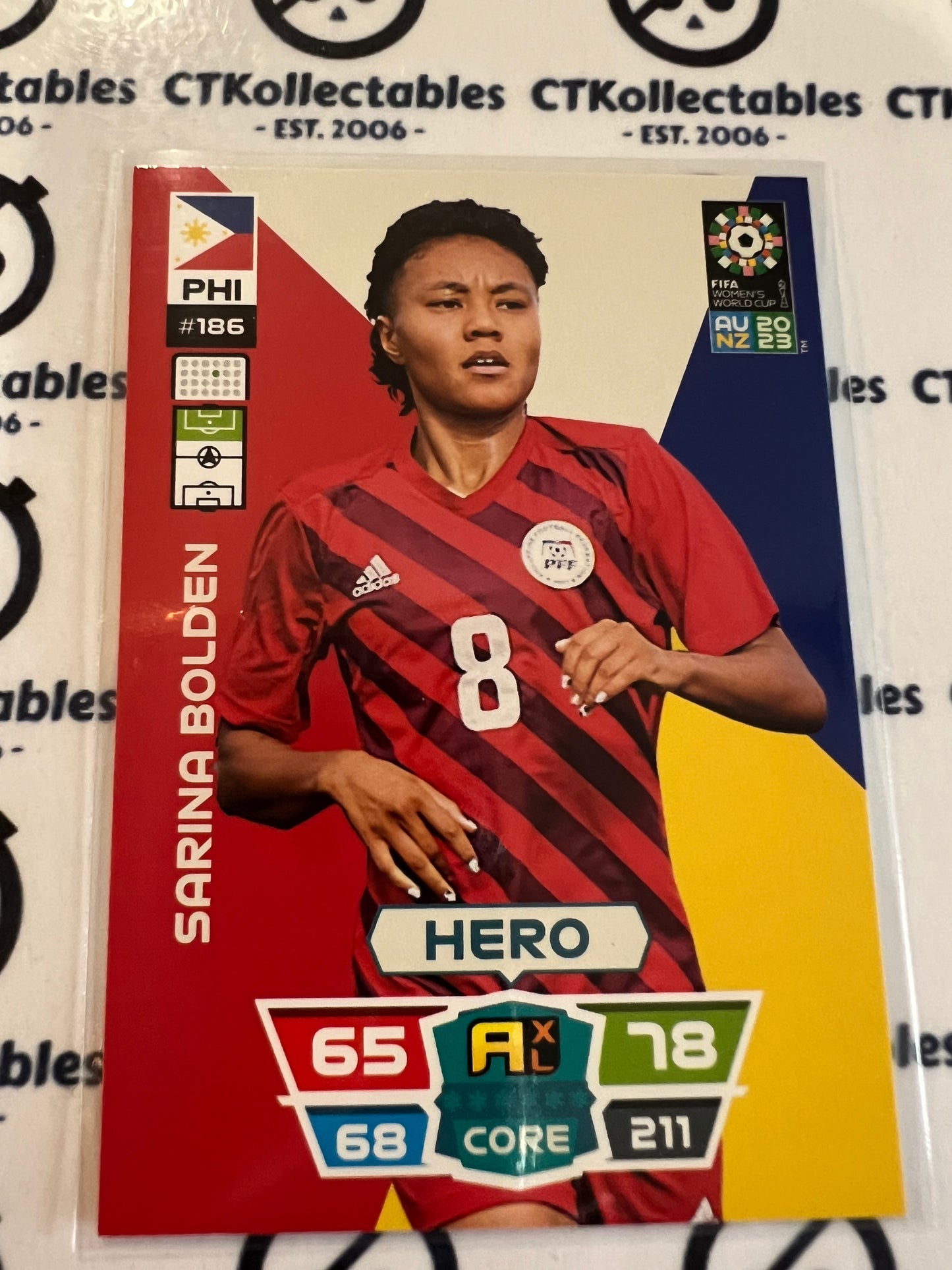 2023 FIFA WWC Adrenalyn Base Card #186 Sarina Bolden PHI