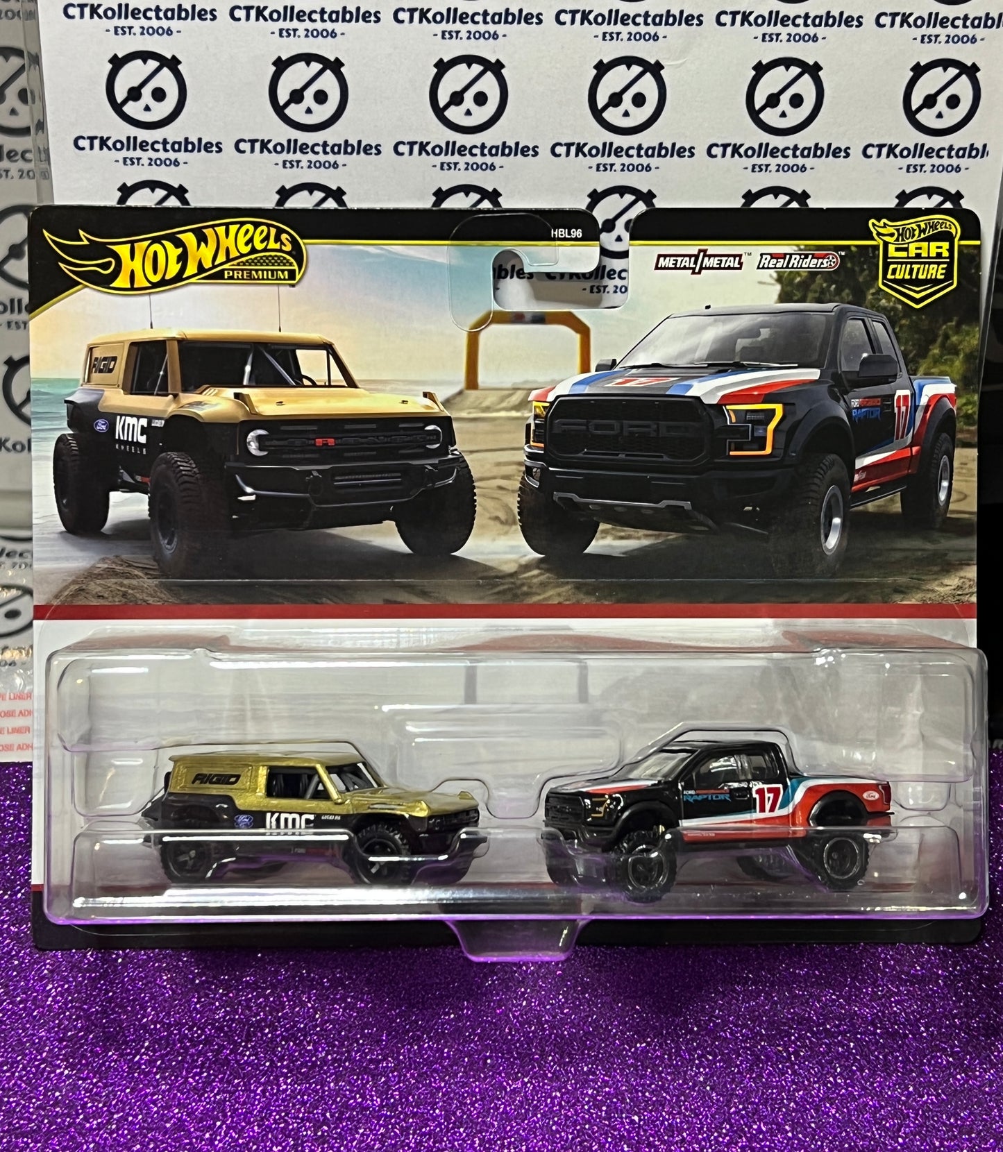 HOT WHEELS PREMIUM MATTEL FORD BRONCO R '17 FORD F150 RAPTOR CAR CULTURE - 2024