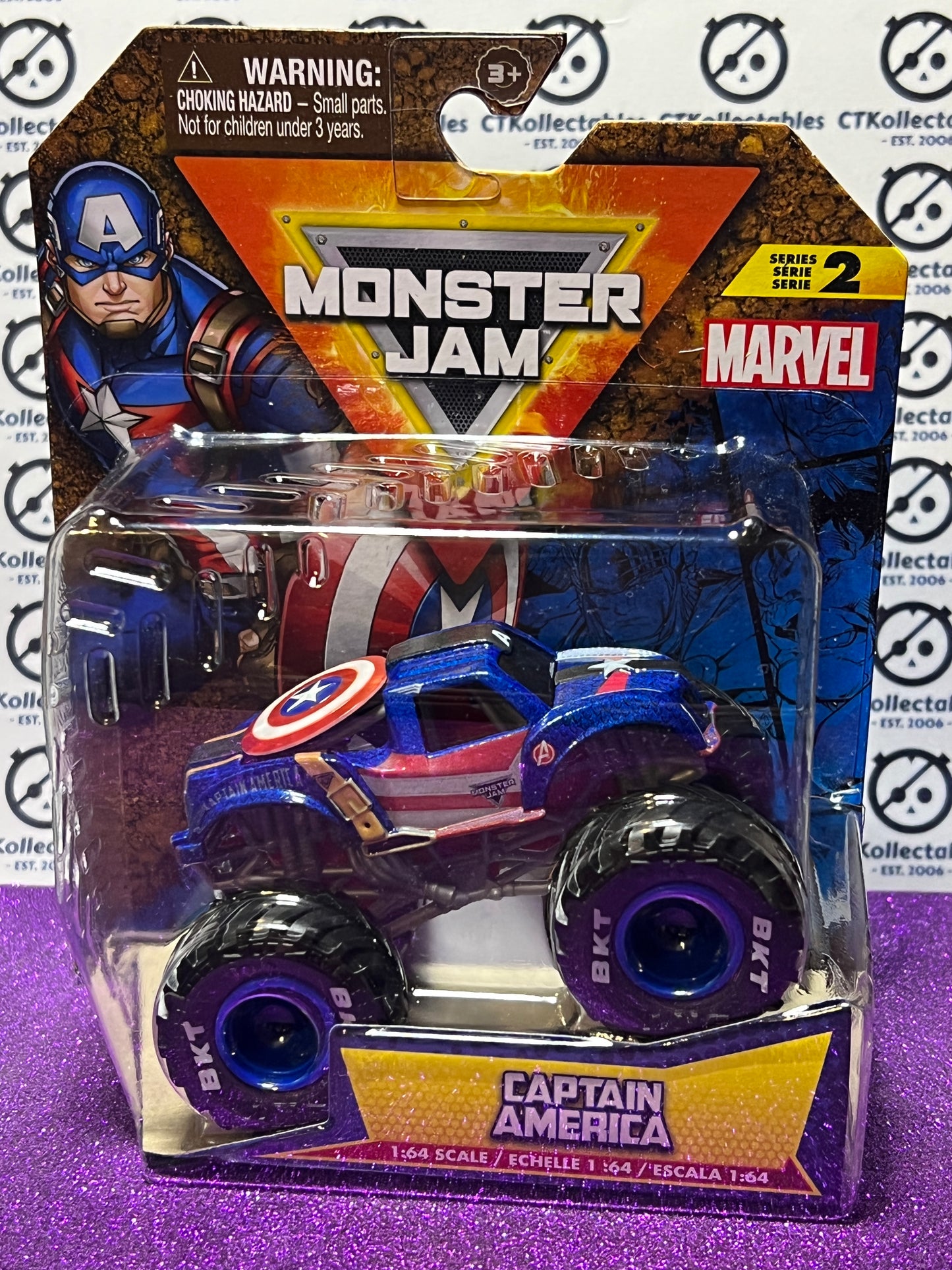 2024 HOT WHEELS MATTEL MONSTER TRUCK SERIES 2 MONSTER JAM 1/64 CAPTAIN AMERICA MARVEL