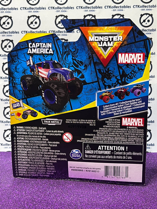 2024 HOT WHEELS MATTEL MONSTER TRUCK SERIES 2 MONSTER JAM 1/64 CAPTAIN AMERICA MARVEL