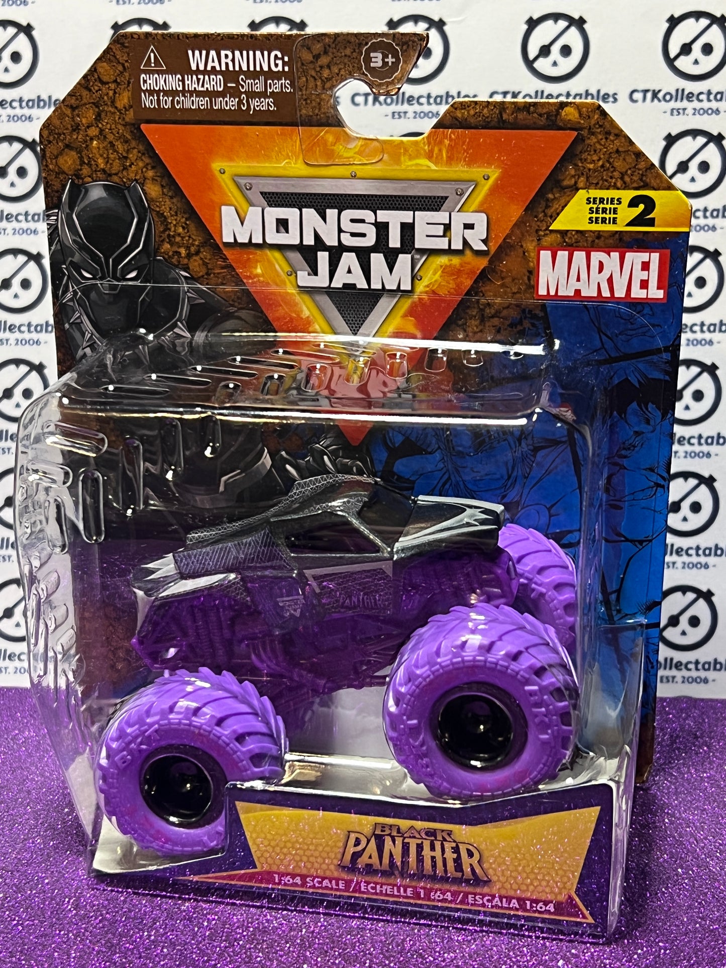 2024 HOT WHEELS MATTEL MONSTER TRUCK SERIES 2 MONSTER JAM 1/64 BLACK PANTHER MARVEL
