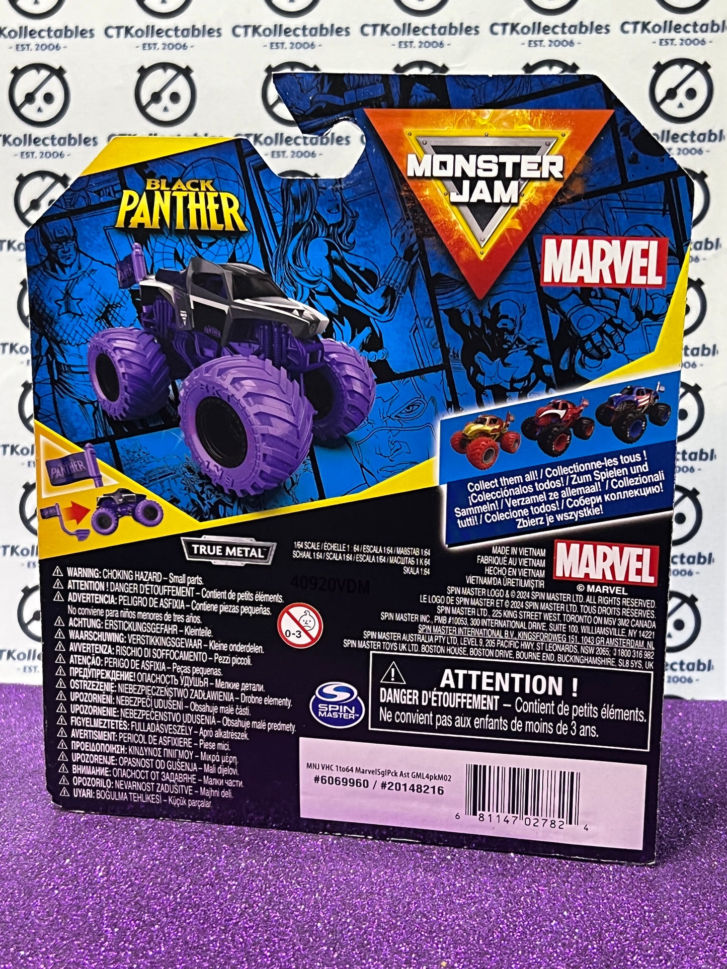 2024 HOT WHEELS MATTEL MONSTER TRUCK SERIES 2 MONSTER JAM 1/64 BLACK PANTHER MARVEL