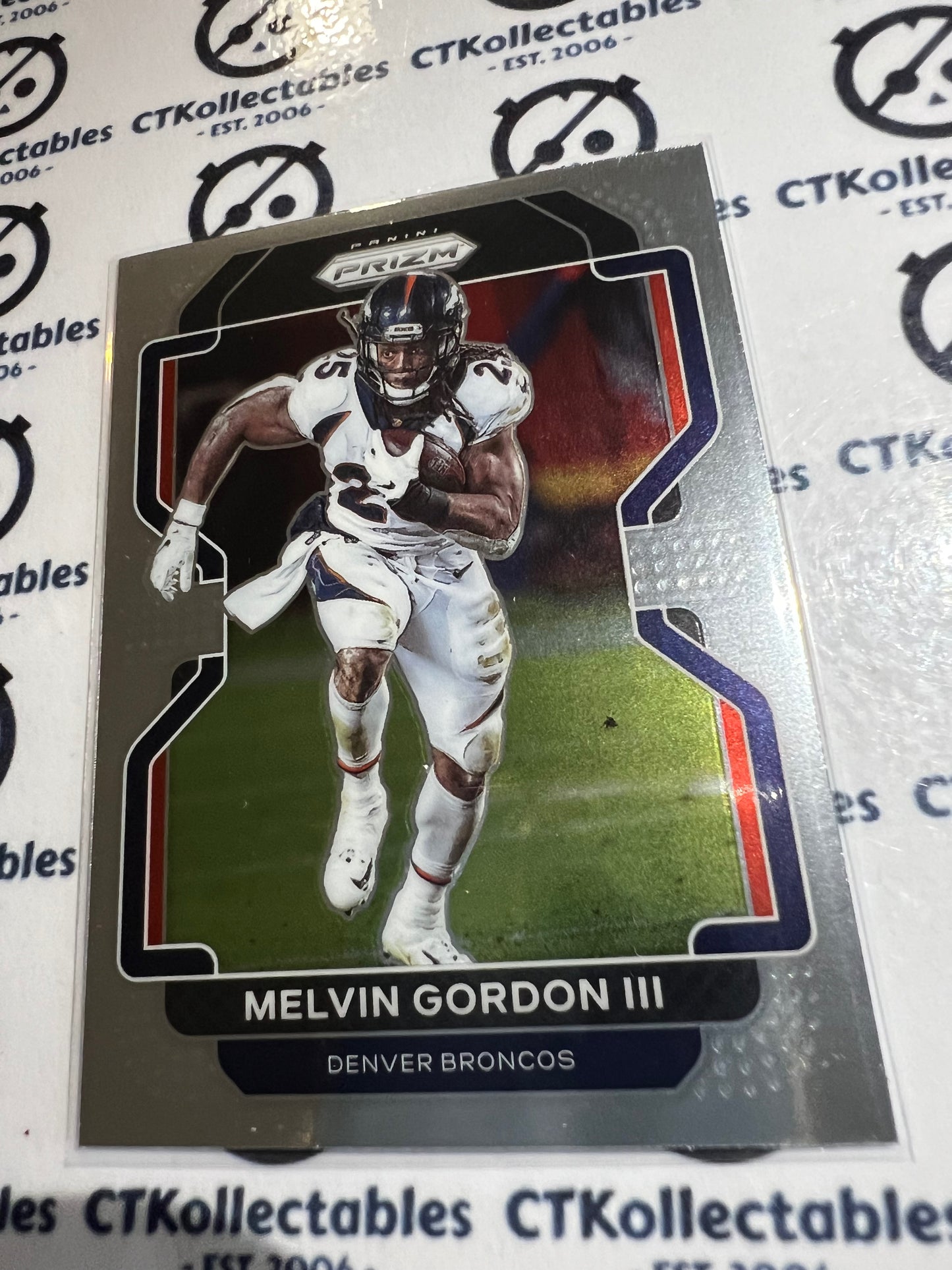 2021 NFL Panini Prizm Base Card #202 Melvin Gordon III Denver Broncos