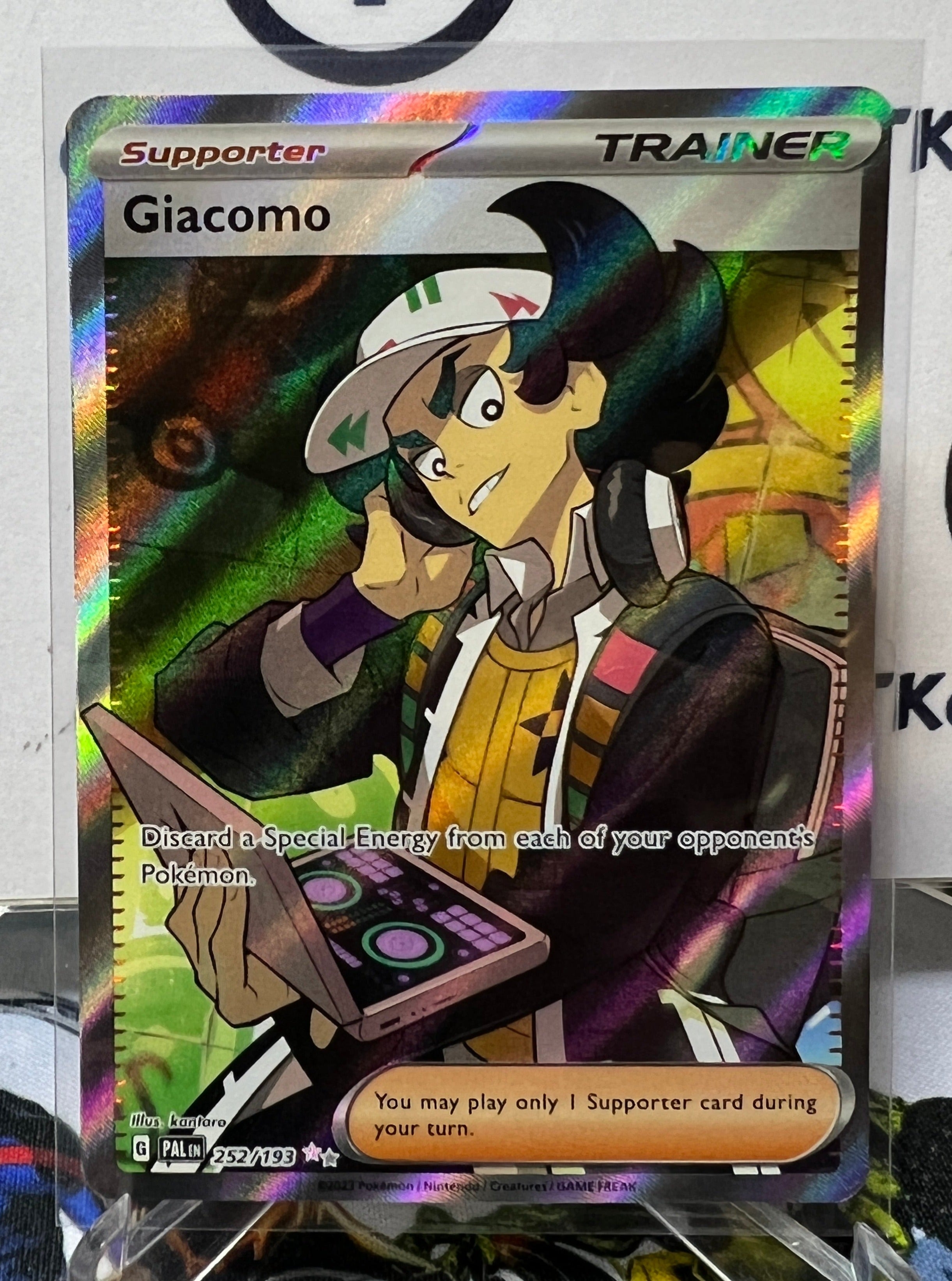 giacomo pokemon card 2023 GIACOMO TRAINER ALT ART ILLUSTRATION RARE #252/193 SCARLET & VIOL – CTKollectables