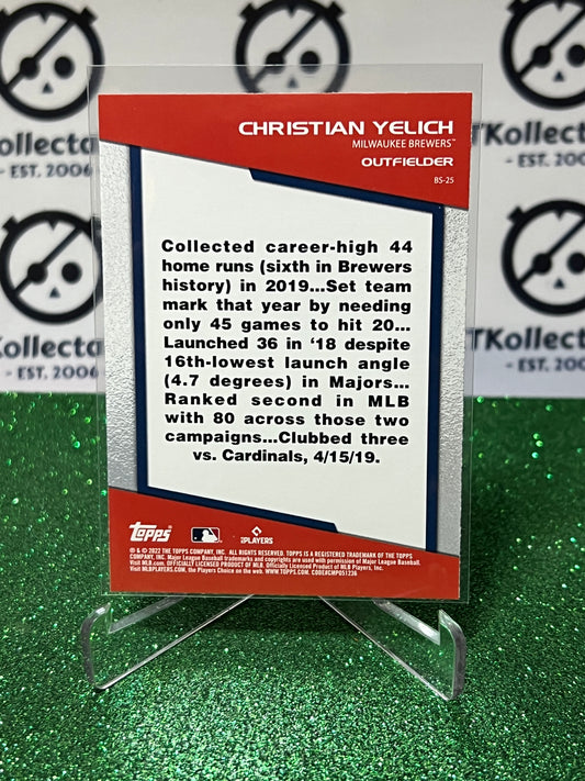 2022 TOPPS OPENING DAY CHRISTIAN YELICH # BS-25 BOMB SQUAD MILWAUKEE BREWERS BASEBALL CARD