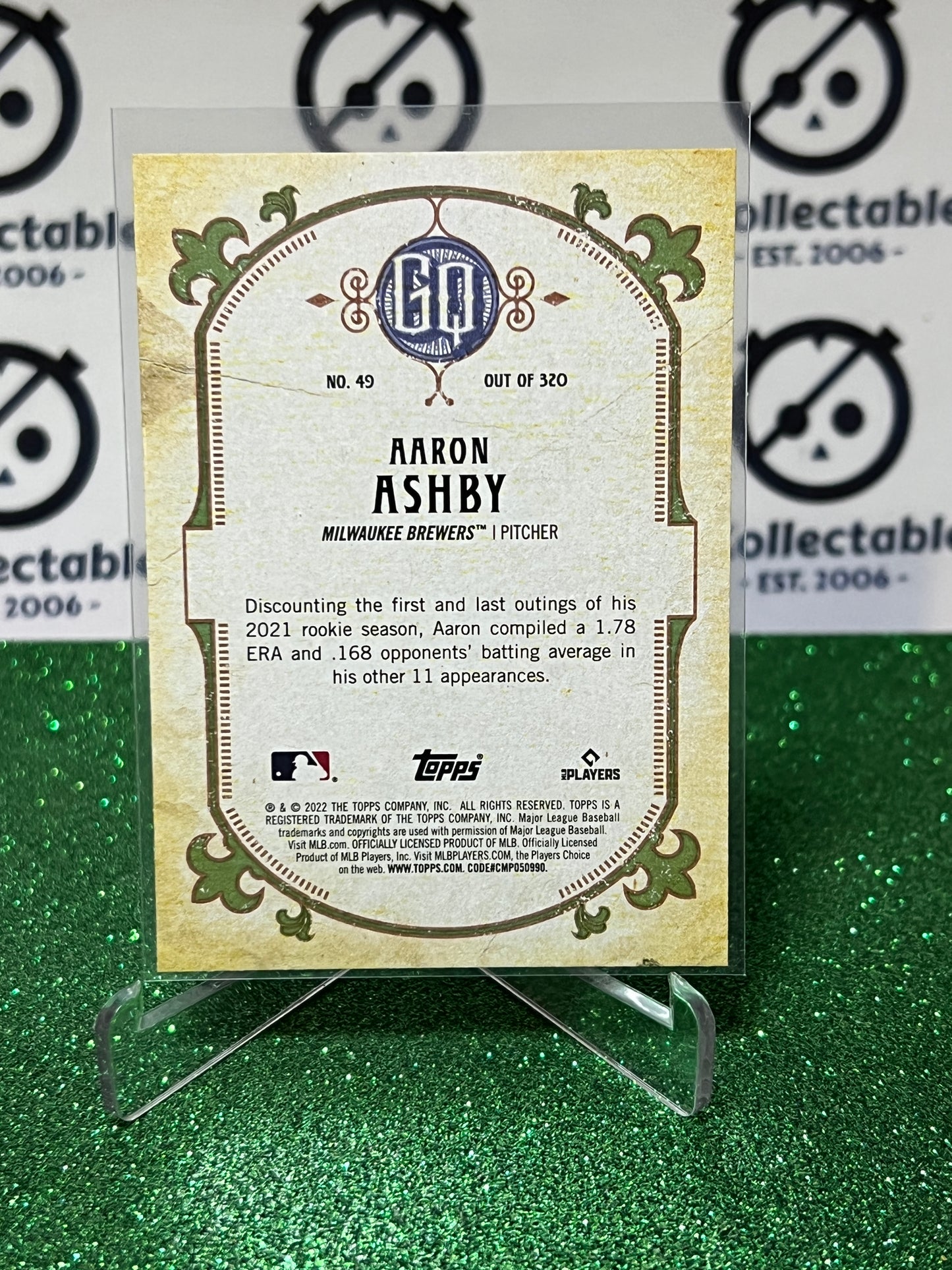 2022 TOPPS GYPSY QUEEN AARON ASHBY # 49 ROOKIE MILWAUKEE BREWERS BASEBALL CARD