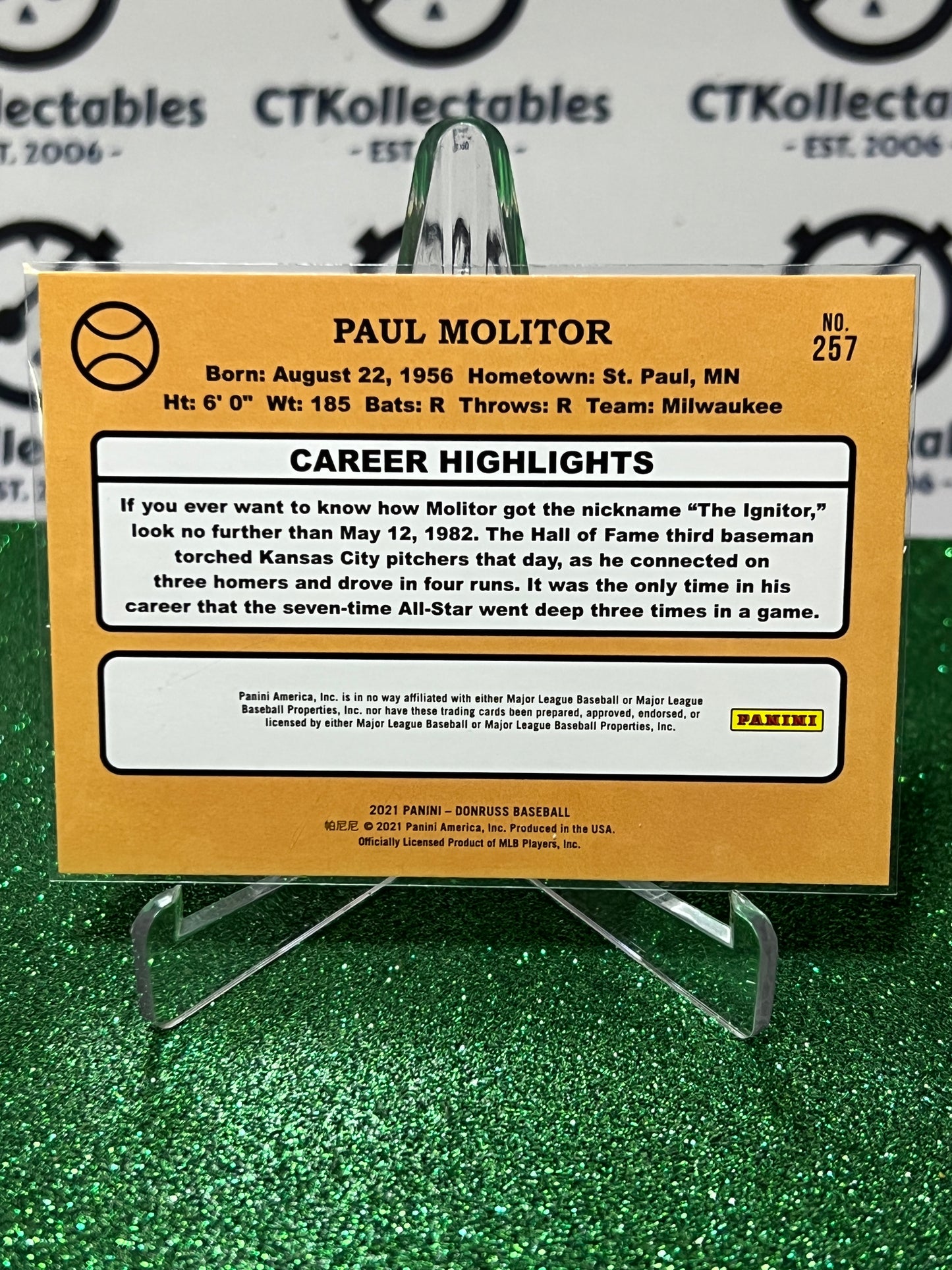 2021 PANINI DONRUSS PAUL MOLITOR # 257 RETRO MILWAUKEE BREWERS BASEBALL CARD