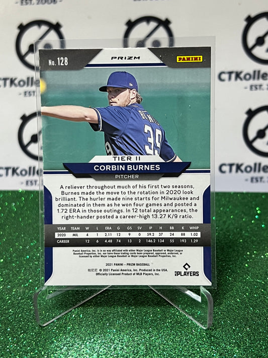 2021 PANINI PRIZM CORBIN BURNES # 128 WHITE PRIZM MILWAUKEE BREWERS BASEBALL CARD