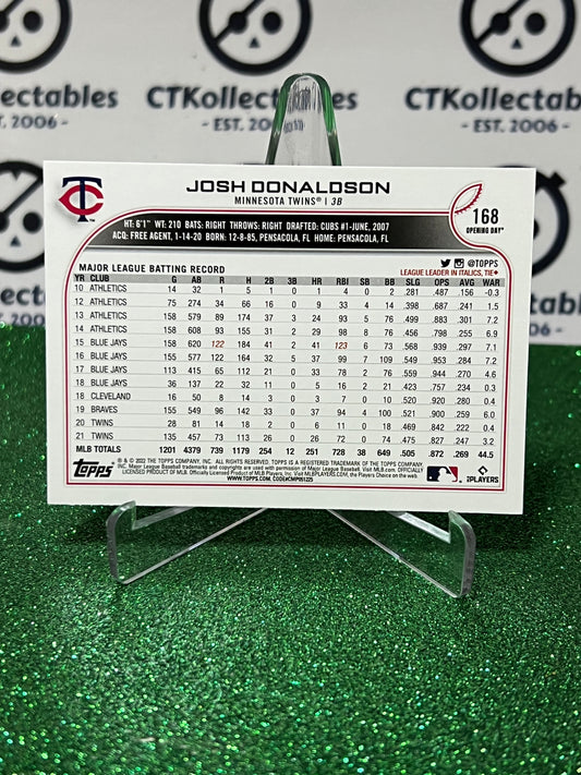 2022 TOPPS OPENING DAY JOSH DONALDSON # 168 MINNESOTA TWINS BASEBALL