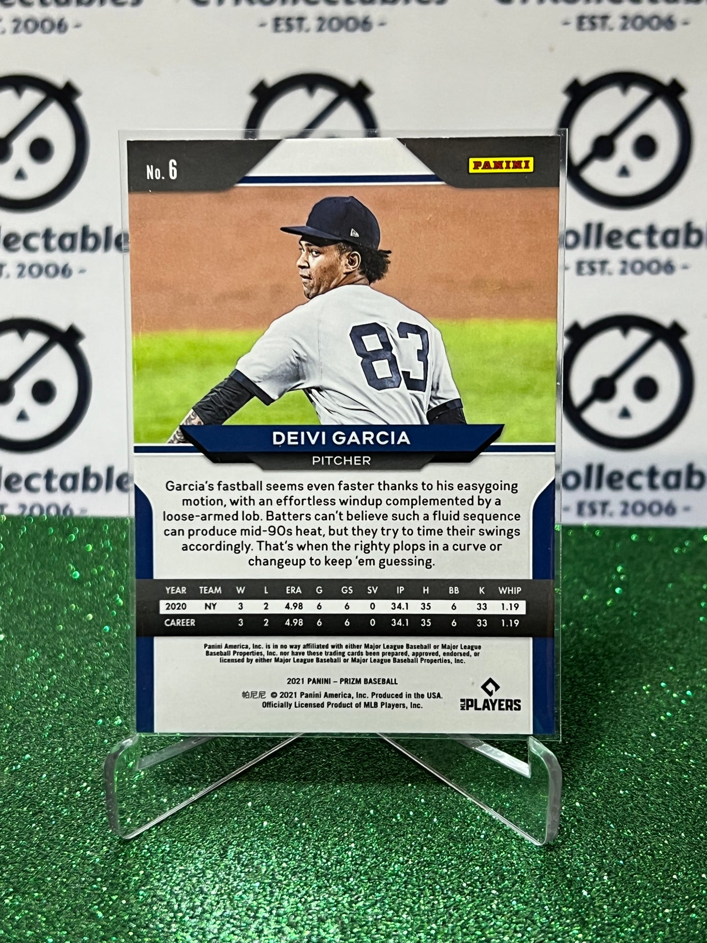 2021 PANINI PRIZM DEIVI GARCIA # 6 ROOKIE NEW YORK YANKEES BASEBALL CARD